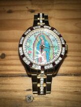 Men's Lady of Guadalupe Graphic Dial Crystal Accented Gold-Tone Watch Works - $19.80