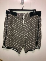 Under Armour Heat Gear Unlined Swim Trunks Men&#39;s SZ 38 Striped Drawstring - £10.05 GBP