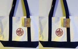 2 - Trader Joe&#39;s Reusable Canvas New Eco Tote Bag Heavy Duty Grocery STURDY! - £19.42 GBP