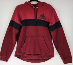Adidas Hoodie Mens Small Red Striped Logo Active Performance Sweatshirt - $23.75