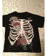 Boys - Size 8 - Small-Hawk shirt-Skeleton chest bones - black - £8.29 GBP