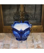 Vintage Victoria Ware Ironstone Jardiniere, Cobalt Blue Gold Edge, 4 Handle - £94.57 GBP