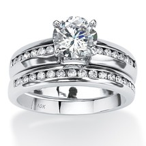 Wedding Engagement Round Cz Halo 10K White Gold Ring 6 7 8 9 10 - £683.15 GBP