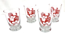 Libbey Crate and Barrel Rooster Juice Glass Set of 4 Wake Up 4&quot; Tall 2.5&quot; - $44.55
