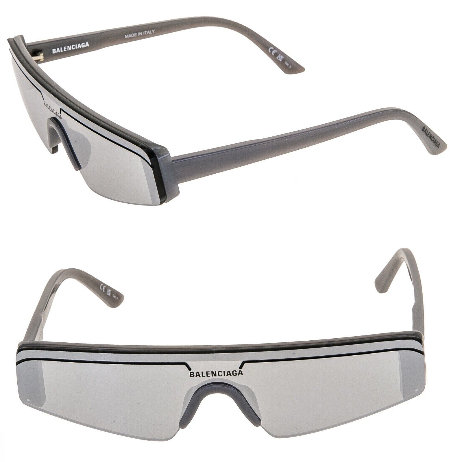 BALENCIAGA SKI 0003 Gray Mirror Slim Fashion Shield Unisex Sunglass BB0003S 011