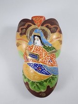 Vtg Japan Satsuma Style Moriage Gold Geisha Hand Painted 8&quot; Vase Wall Pocket - £58.14 GBP