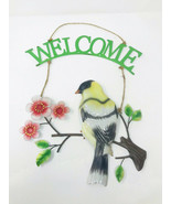 Metal Outdoor Hanging Welcome Sign Yellow Bird Spring Floral Tin Rustic ... - $428.54 MXN