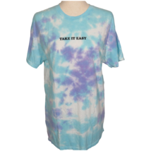 Artist Union Clothing Co Blue Tie Dye TAKE IT EASY Cotton Tee Shirt Size M - £9.76 GBP