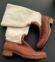 UGG Chrystie Brown Leather Sheepskin Shearling Tall Riding Boots Womens 10 - $146.30