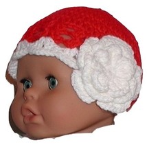 Red And White Baby Hat, Red White Hat, Red Girls Hat, Red White Girls Hat - £11.01 GBP