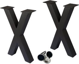 Pair/Set of 2 Bench Legs 16" X Shape Metal Coffee Table Leg, Black - 16"... - $35.59
