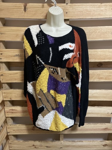 Vintage Lilly of California Geometric Design Sweater Woman&#39;s Size XL KG JD - $54.45