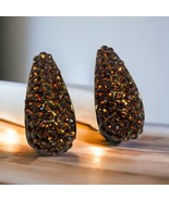 Vintage orange rhinestone clip on earrings 29 grams - $34.25 CAD