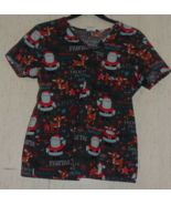 EXCELLENT WOMENS RUDOLPH THE RED-NOSED REINDEER NOVELTY PRINT SCRUBS TOP... - $31.79 CAD