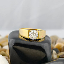 Round Cut Engagement Ring Lab Grown Diamond, 3 CT Diamond Ring, 14K Yell... - $339.00