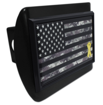 charitable support our troops black metal trailer hitch cover usa made - £62.75 GBP