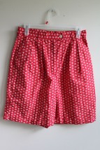 Vtg 90s Saddlebred 10 29&quot; Waist Red Floral High Waist Pleat Long Shorts - £18.22 GBP