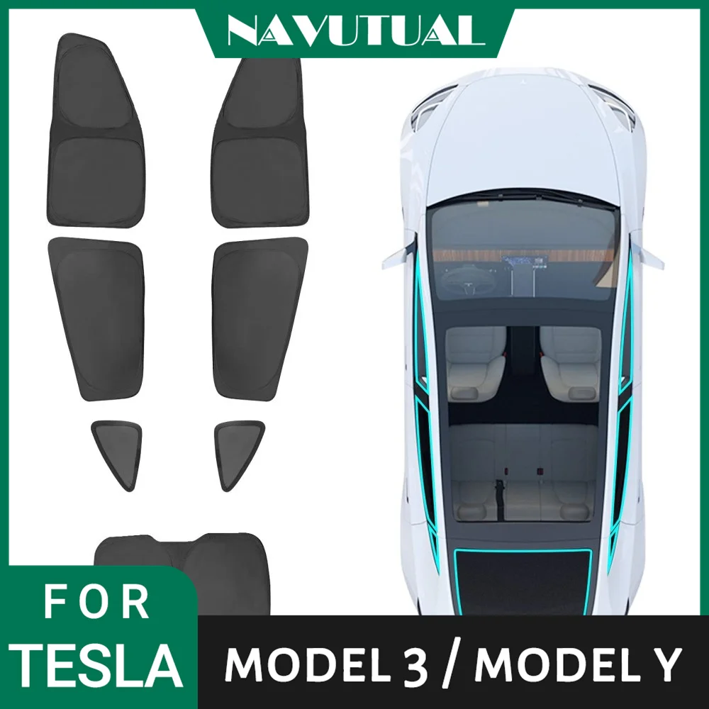 For Tesla Model Y 3 2020 - 2023 Sunshade Side Windows Rear Windshield Sun Shades - £58.75 GBP+