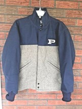 Letterman Jacket Size Small Wool Blend Gray Blue &quot;P&quot; Zip Front Neff Scho... - $18.05