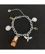 Charm Bracelet Honey Daisy Bee Silver Honeybee Flower Women&#39;s Jewelry New  - $33.70 CAD