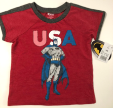 DC Comics Batman USA Boy&#39;s Red Short Sleeve T-Shirt NWT Size 12 Months - £9.43 GBP