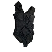 Blooming Jelly Swimsuit Large Black One Piece Ruffled Slimming NonAdjust... - $29.99