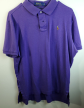Ralph Lauren Polo Shirt Men Large Purple Knit 100% Cotton Short Sleeve Logo Slit - £14.46 GBP