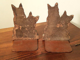 VINTAGE SET OF BOOK ENDS ORNA WOOD SCOTTIE DOGS BROWN - £12.41 GBP