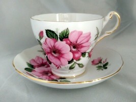 Vintage REGENCY Bone China (England) Pink Floral Tea Cup &amp; Saucer Set, G... - £15.19 GBP