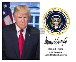 President Donald Trump Presidential Seal &amp; Signature 8X10 Photo - £6.68 GBP