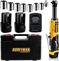 Alloyman 16.8V Extended Cordless Ratchet Wrench, 400 RPM 3/8, Hour Fast Charge - £77.52 GBP