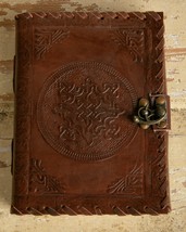 Embossed Celtic Knot Leather Journal w/ Lock/Latch ~ 200 5&quot;x7&quot; &#39;Vellum&#39; Pages - £16.81 GBP