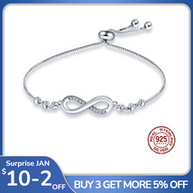 CodeMonkey Authentic Silver Color Infinity Adjustable Bracelet For Women Hot Fas - £11.35 GBP