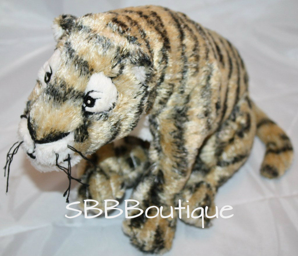 IKEA Klappar TIGER 10" Soft Toy Tan Plush Black Striped Stuffed Sewn Eyes Silky - $12.61