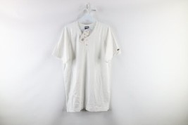 NOS Vintage 90s Streetwear Mens Size Large Blank Henley T-Shirt White USA - £33.23 GBP