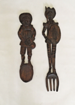 LARGE 30&quot; DON QUIXOTE &amp; SANCHO PANZA WOOD CARVED FORK &amp; SPOON FOLK ART WALL - £27.26 GBP