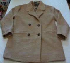 Women&#39;s Metaphor Brown Tan Wool Coat Size Large New W Tags Double Button - £56.08 GBP