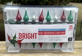 Christmas Holiday Time Red Clear Green Twinkle Mini Flame Tip Lights 35 Led New - £24.05 GBP