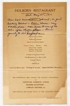 Holborn Restaurant Menu Corner of Kingsway Holborn London UK 1950 - £14.01 GBP