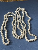 Super Long Hand Knotted Faux White Pearl Heavier Type Bead Necklace – 58 inches - $14.89