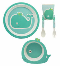 Moby Dick Whale Kids Children Toddler Baby 5 Piece Organic Bamboo Dinner... - $26.99