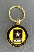US ARMY SOLDIER FOR LIFE METAL ENAMEL KEY RING CHAIN KEYCHAIN KEYRING 1.... - $9.54