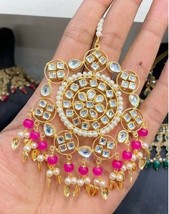 3Kundan Traditional Tikka Tika Matha Patti Wide Kundan Jewelry Set Big Bollywood - £23.97 GBP