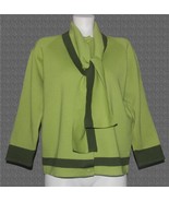 VTG Bellariva 2-Tone Green Knit Button Front Wool Cardigan w/Tie Italy W... - $58.39 CAD