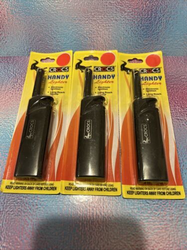 3 BLACK Crocs Handy Lighters LONG REACH Nozzle Candle Lighters