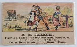 1880s Antique Am Jenkins Bangor Me Meat Vegetable Market Victorian Trade Card - £32.89 GBP