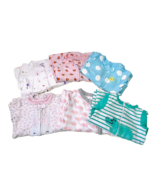 Baby Girl Mixed Brand Size 6M Zip Snap Footed Footless 6 Sleepers Set No... - €14,60 EUR