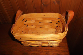 Longaberger Basket 1999 Basket Handwoven w/ Leather Handles USA - $16.78