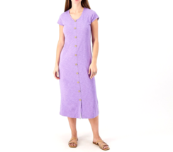 Denim &amp; Co. Naturals Linen Slub Jersey Midi Dress - Soft Antiq Rose, SMALL - £24.05 GBP