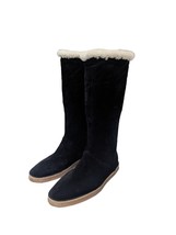 Stuart Weitzman Nata Black Suede/Fur Lining Boots Size 8.5M MADE In Spain - £94.95 GBP